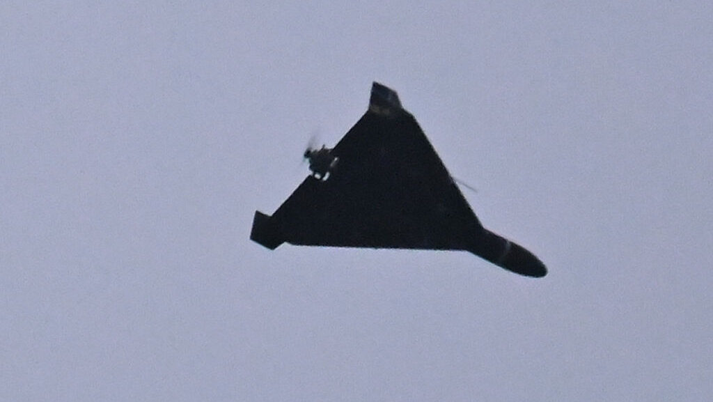 Shahed one-way attack drone in flight over the Middle East
