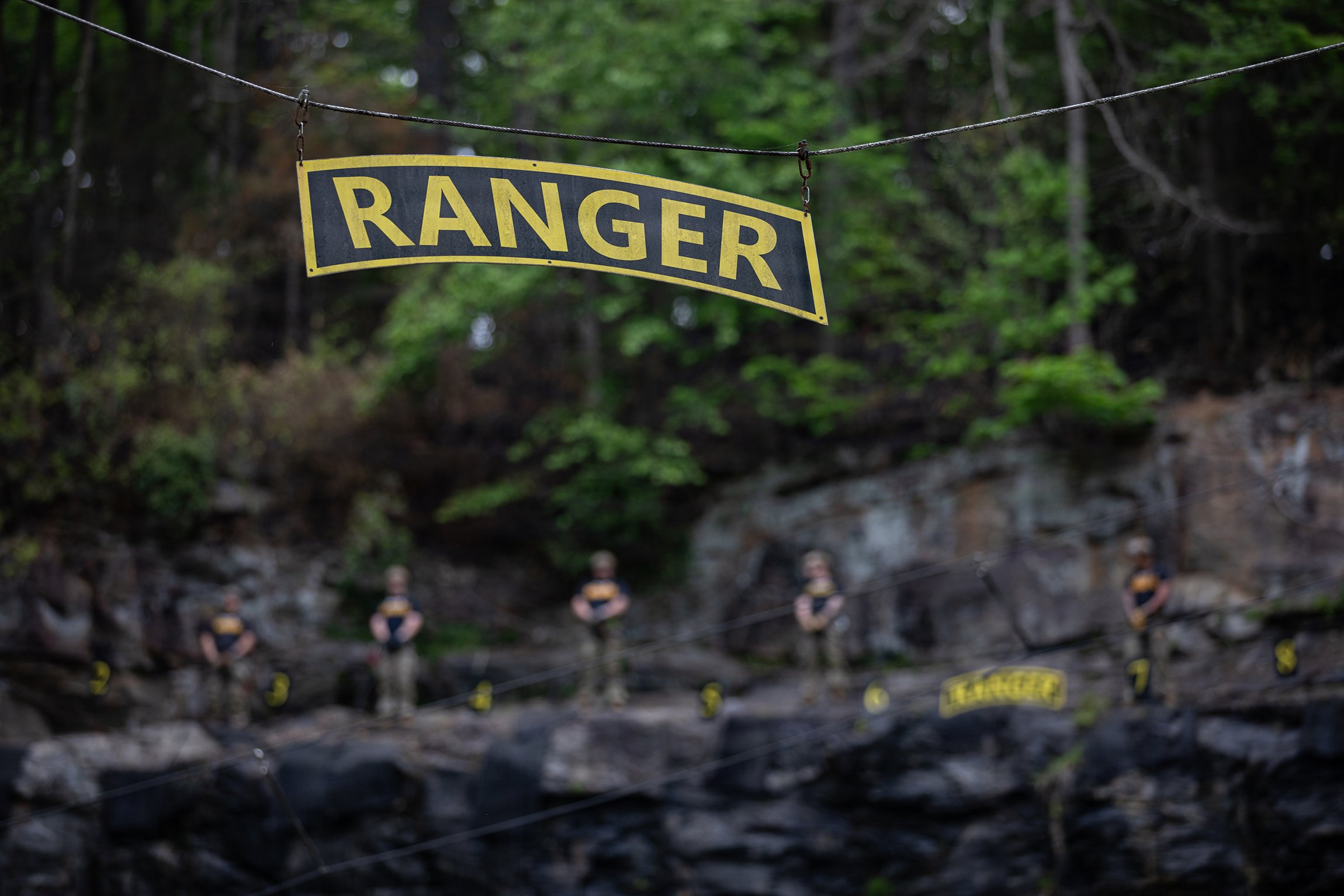 U.S. Army Rangers, assigned to 5th Ranger Training Battalion, conducts a Mountaineering Demonstration for the 5th RTB Open House at Camp Frank D. Merrill, Dahlonega, GA., April 25, 2026. The Ranger Open House is open to the public to show case Ranger School and the training Rangers endure to earn the Ranger Tab. (U.S. Army Reserve photo by 1st Sgt. Austin Berner)