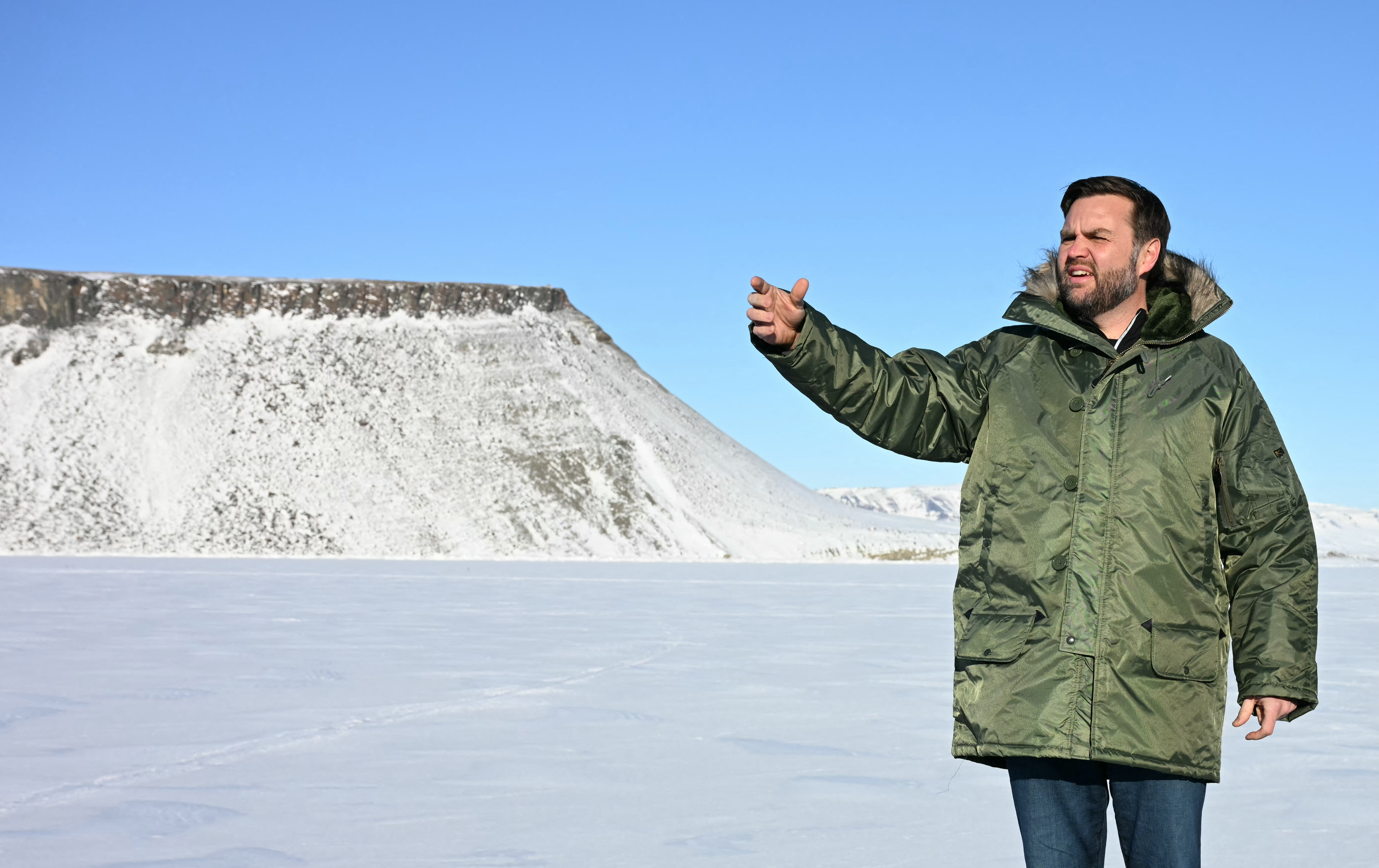 U.S. Vice President JD Vance tours the U.S. military's Pituffik Space Base in Greenland on March 28, 2025. (Photo by Jim  Watson/POOL/AFP via Getty Images)