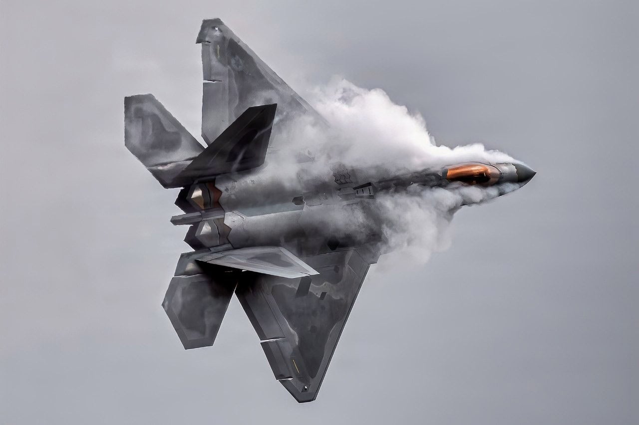 U.S. Air Force Capt. Samuel “RaZZ” Larson, F-22 Raptor Aerial Demonstration Team pilot and commander, performs at the United States Air Force Academy, Colorado Springs, CO, April 14th, 2023. The F-22 Raptor Aerial Demonstration showcases the unmatched maneuverability of the airframe by executing a series of combat maneuvers to inspire Americans and their allies, and deter foreign adversaries. (U.S. Air Force video by Staff Sgt. Michael Bowman)