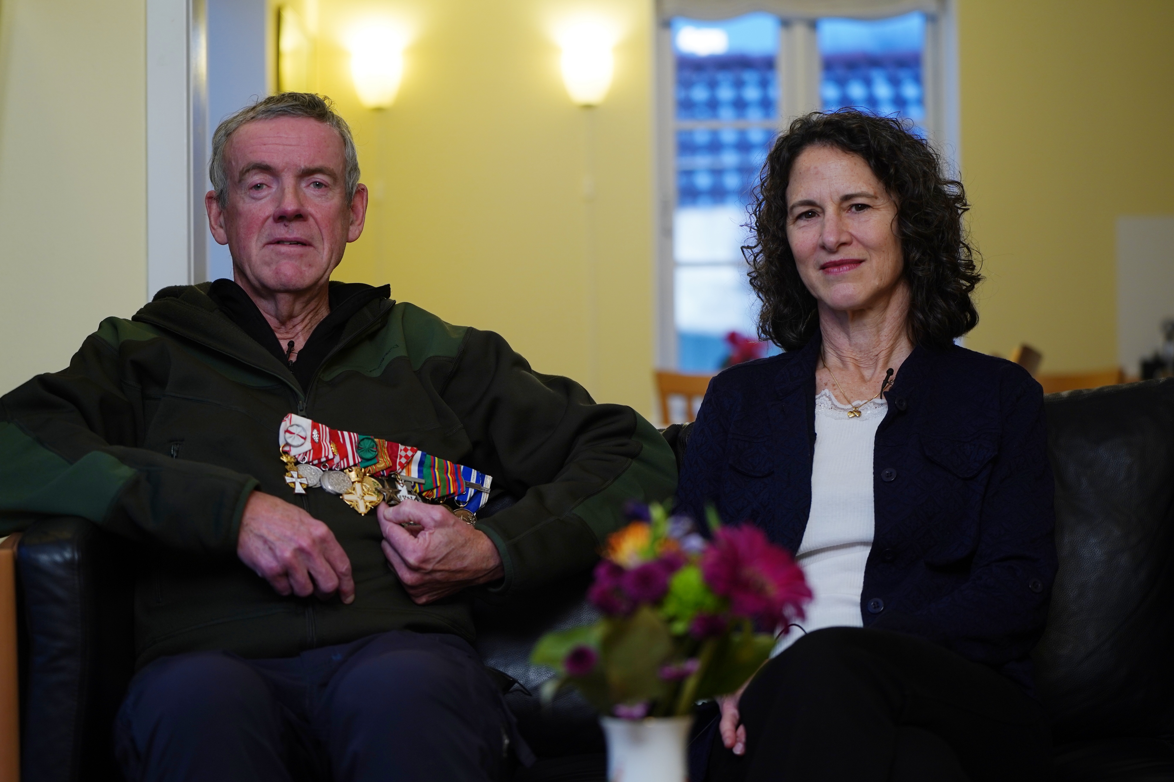 Retired Danish Col. Søren Knudsen and his wife Gina Schaar at their home in Copenhagen, Denmark, Jan. 13, 2026. (Anders Garde Kongshaug/AP)