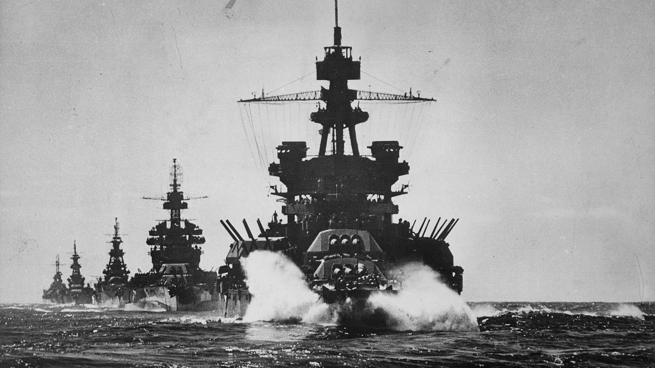 US Navy Battleships during World War II.