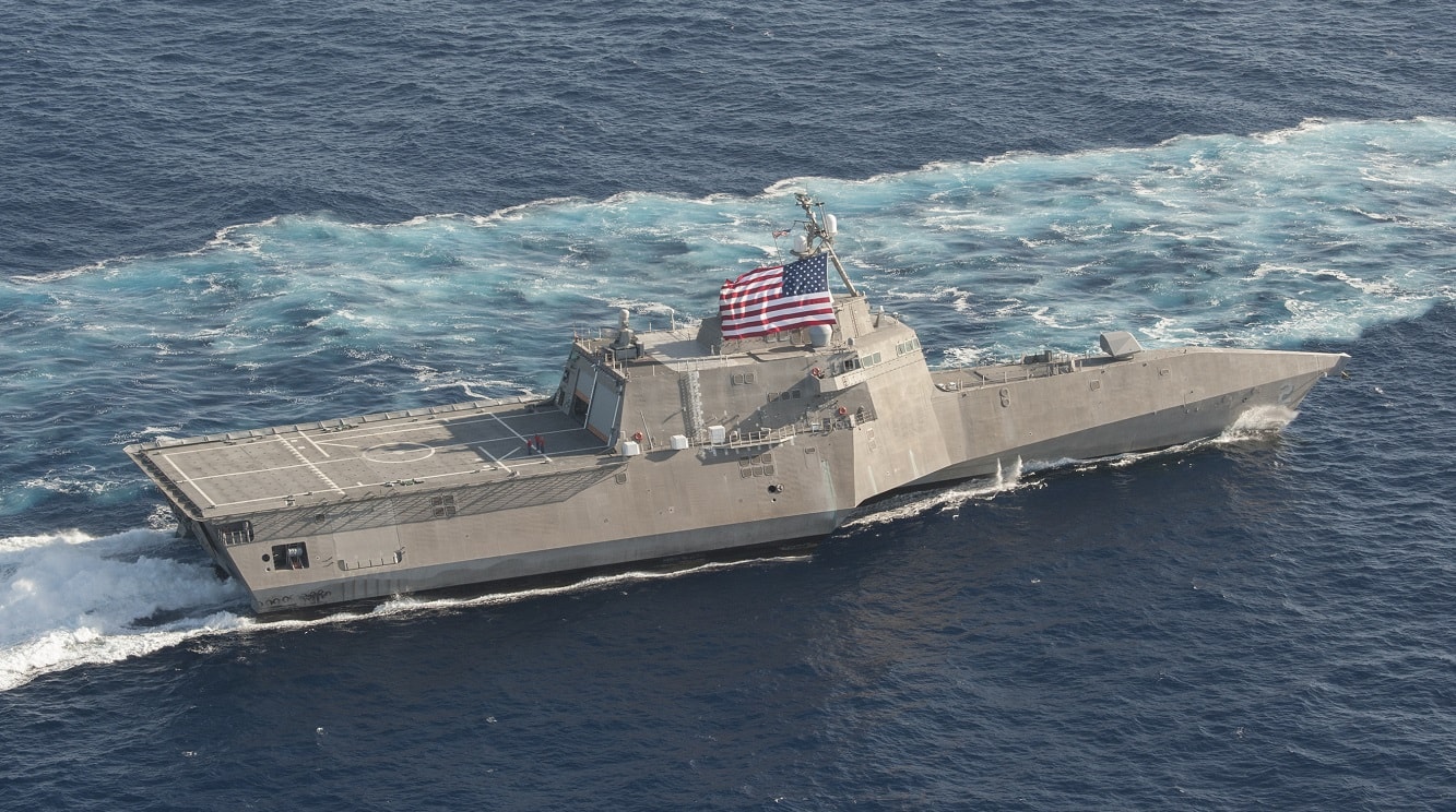 The littoral combat ship USS Independence (LCS 2) is underway in the Pacific Ocean. (U.S. Navy photo by Chief Mass Communication Specialist Keith DeVinney/Released)