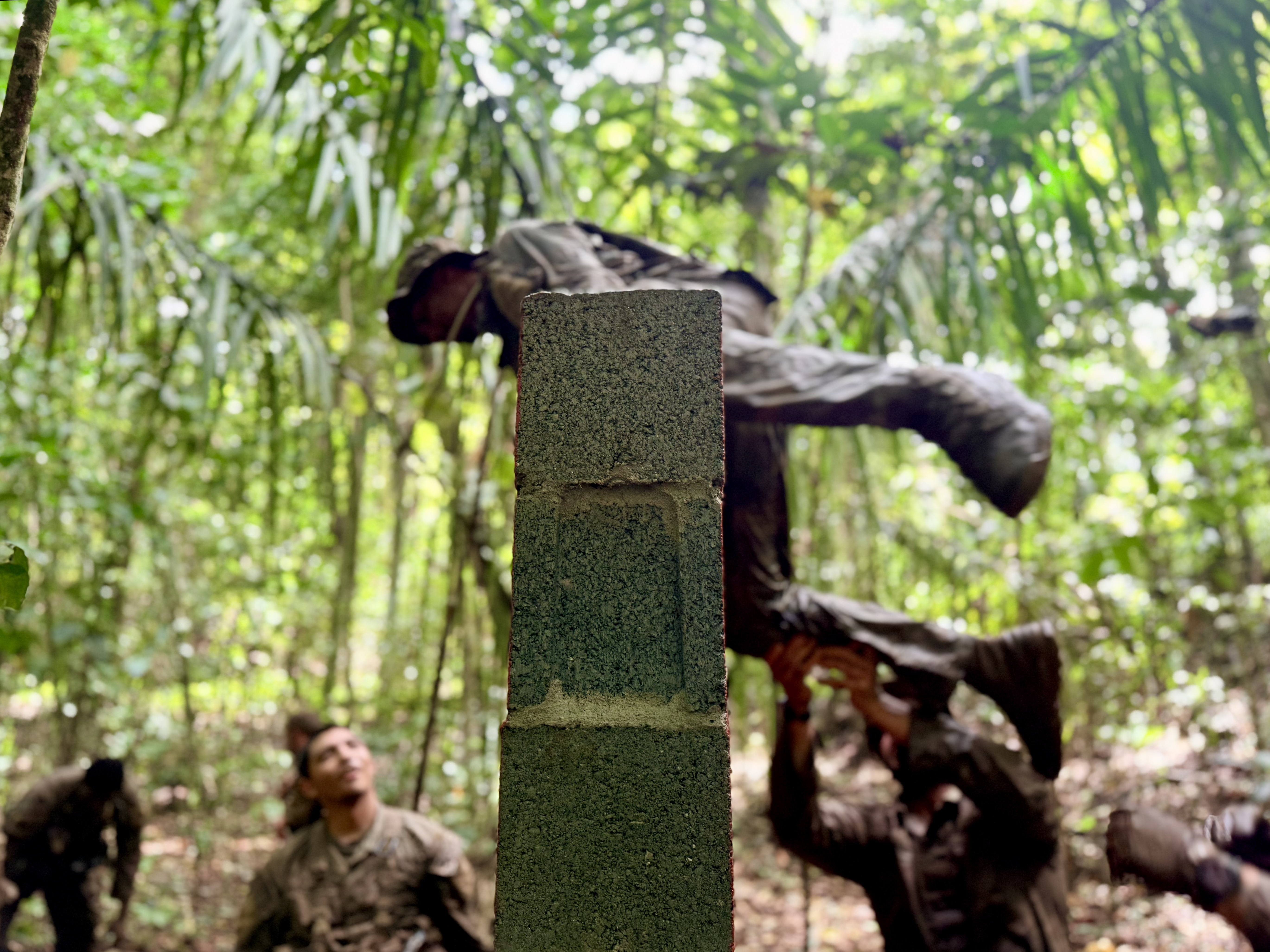 Participants in the U.S. Army's jungle school in Panama work through obstacles as part of the Green Mile on Sept. 24, 2026. (Eve Sampson/staff)