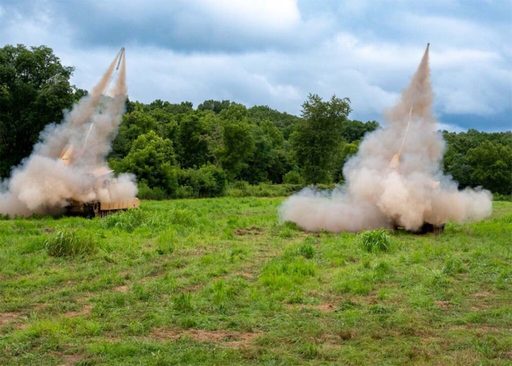 Training in new approaches to mine-breaching based on experiences in Ukraine will be crucial. Pictured: Australian soldiers training at Fort Leonard Wood learn how to use mine clearing line charges, launch rockets from assault breaching vehicles on 31 July 2025. [US Army/Melissa Buckley)