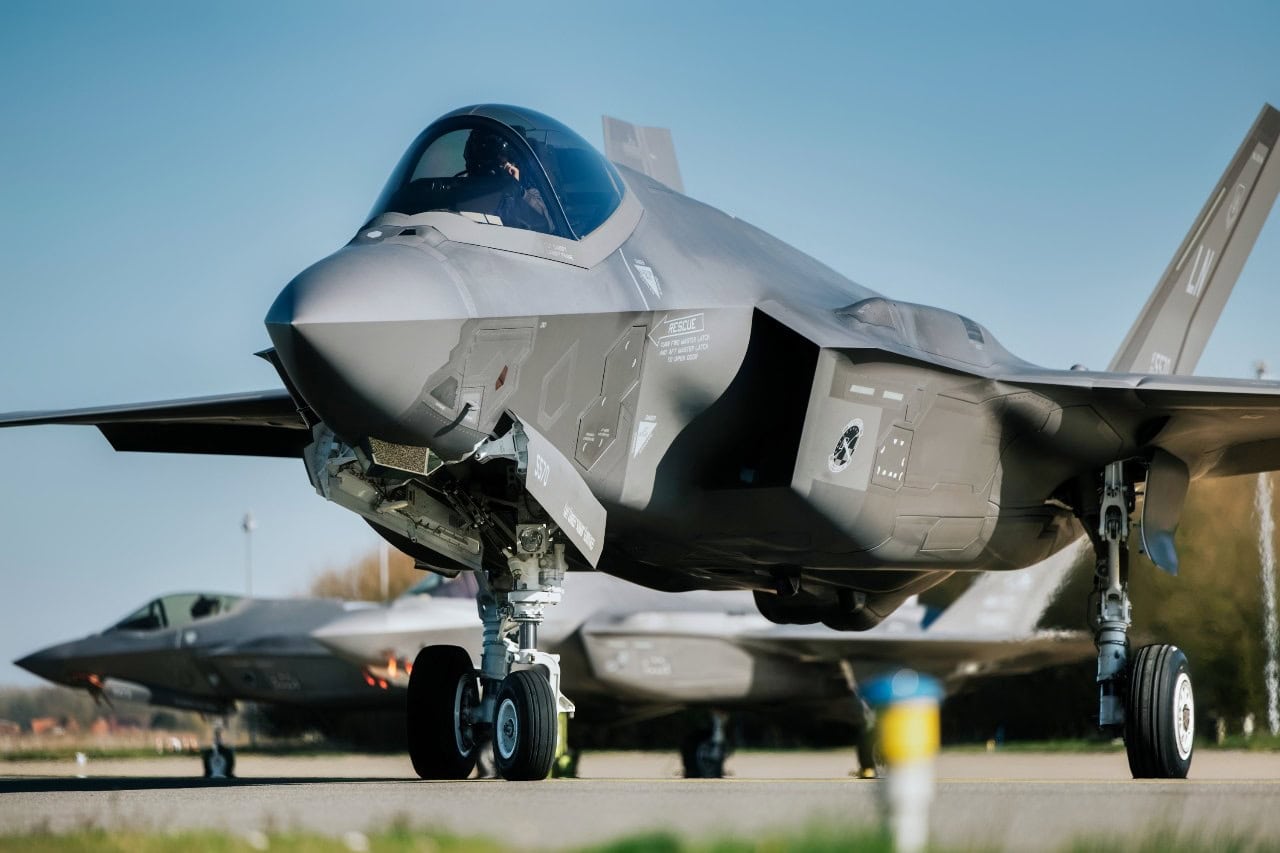 A U.S. Air Force F-35 Lightning II taxis during a cross-servicing event at NATO Allied Air Command’s Ramstein Flag 2025 exercise April 4, 2025. Successful cross-servicing at RAFL25 is an example of the importance of integrated logistics and maintenance training that enhances U.S. warfighting readiness by strengthening United States Air Forces in Europe – Air Forces Africa’s ability to deploy, sustain, and project fifth-generation capabilities across the European theater. (Royal Netherlands photo by Sgt. Maj. Jan Dijkstra)