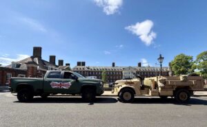 GM Defence Chevrolet Silverado HD alongside the replica WW2 LRDG vehicle.  [Photo © GM Defense LLC]  