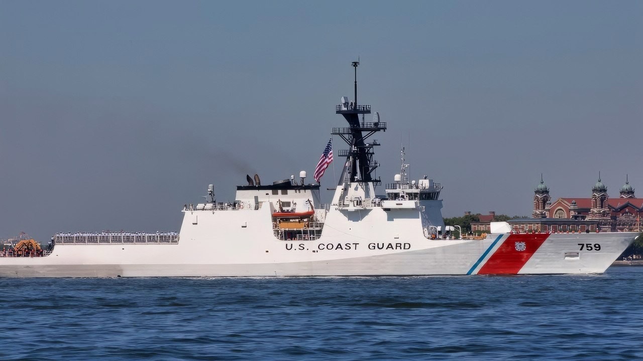 NEW YORK (May 22, 2024) The USCGC Calhoun (WMSL 759) sails in for Fleet Week New York, May 22. Navy and Coast Guard ships arrived in New York marking the beginning of Fleet Week New York. Fleet Week New York is a time-honored sea service celebration that allows citizens of New York City and the surrounding tri-state region to witness today’s maritime capabilities first-hand. The 2024 celebration will host nearly 3,000 Sailors, Marines, and Coast Guardsmen. (Mass Communication Specialist 3rd Class Leah Moore)