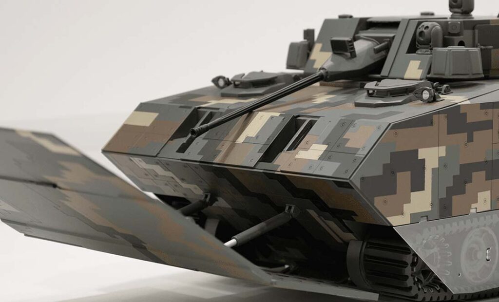 Detail of a concept model of the developmental KAAV II. [Hanwha Aerospace]