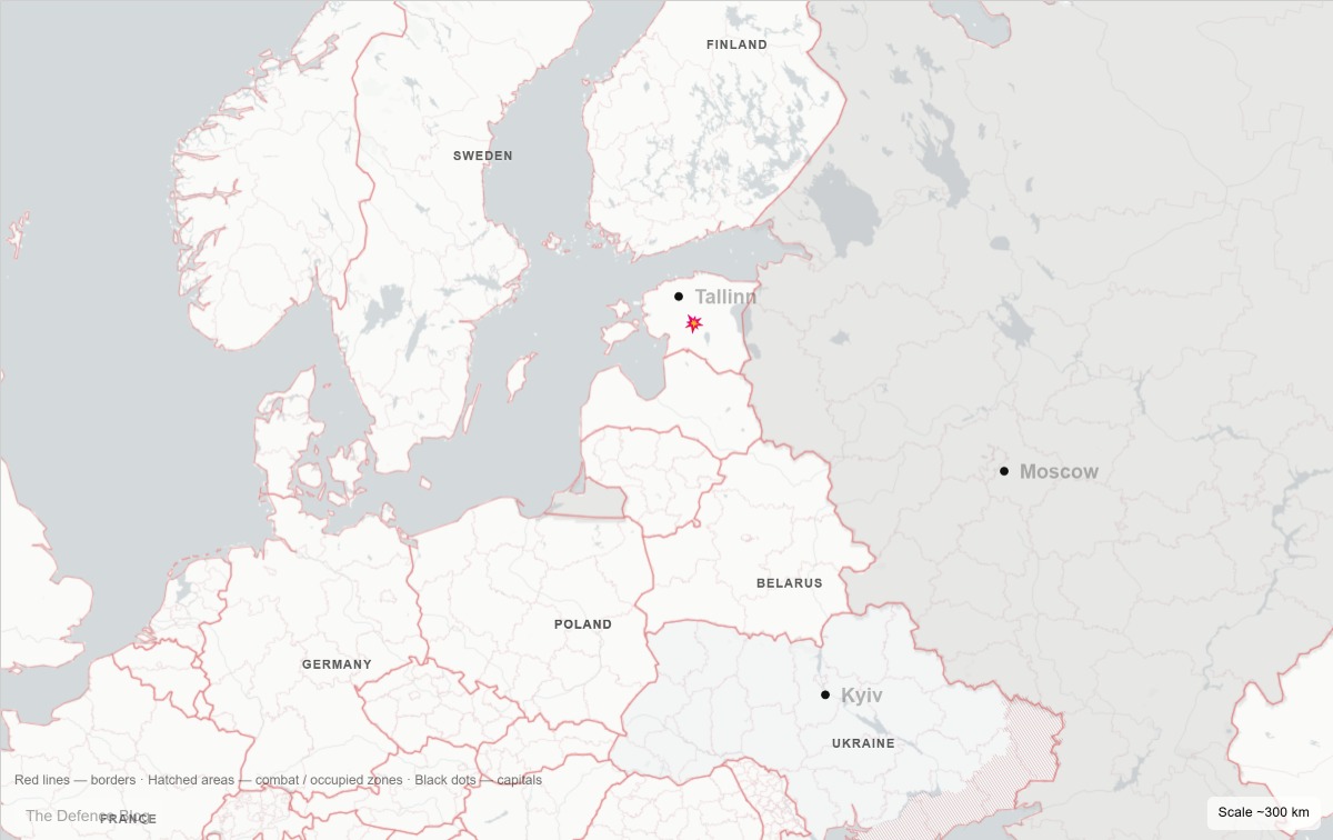 Estonia Baltic airspace locator map after Romanian F-16 drone shootdown
