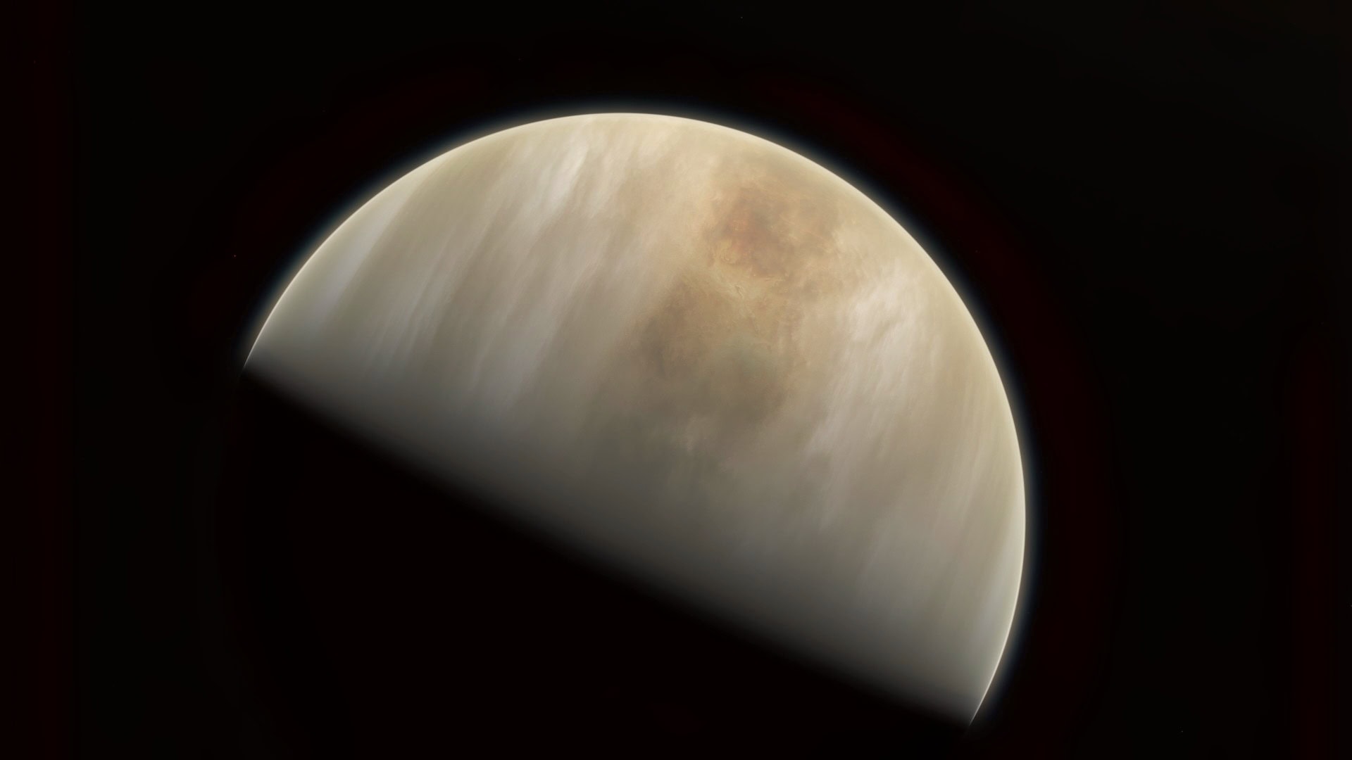 这幅艺术印象描绘了我们的太阳系邻居金星,科学家们已确认在金星的高云中检测到磷化氢分子。这些分子是在詹姆斯·克拉克·麦克斯韦望远镜和阿塔卡马大型毫米/亚毫米阵列的数据中被检测到的,欧洲南方天文台是该项目的合作伙伴。天文学家们已经推测数十年,金星的高云中可能存在生命。磷化氢的检测可能指向这种外星“空中”生命。