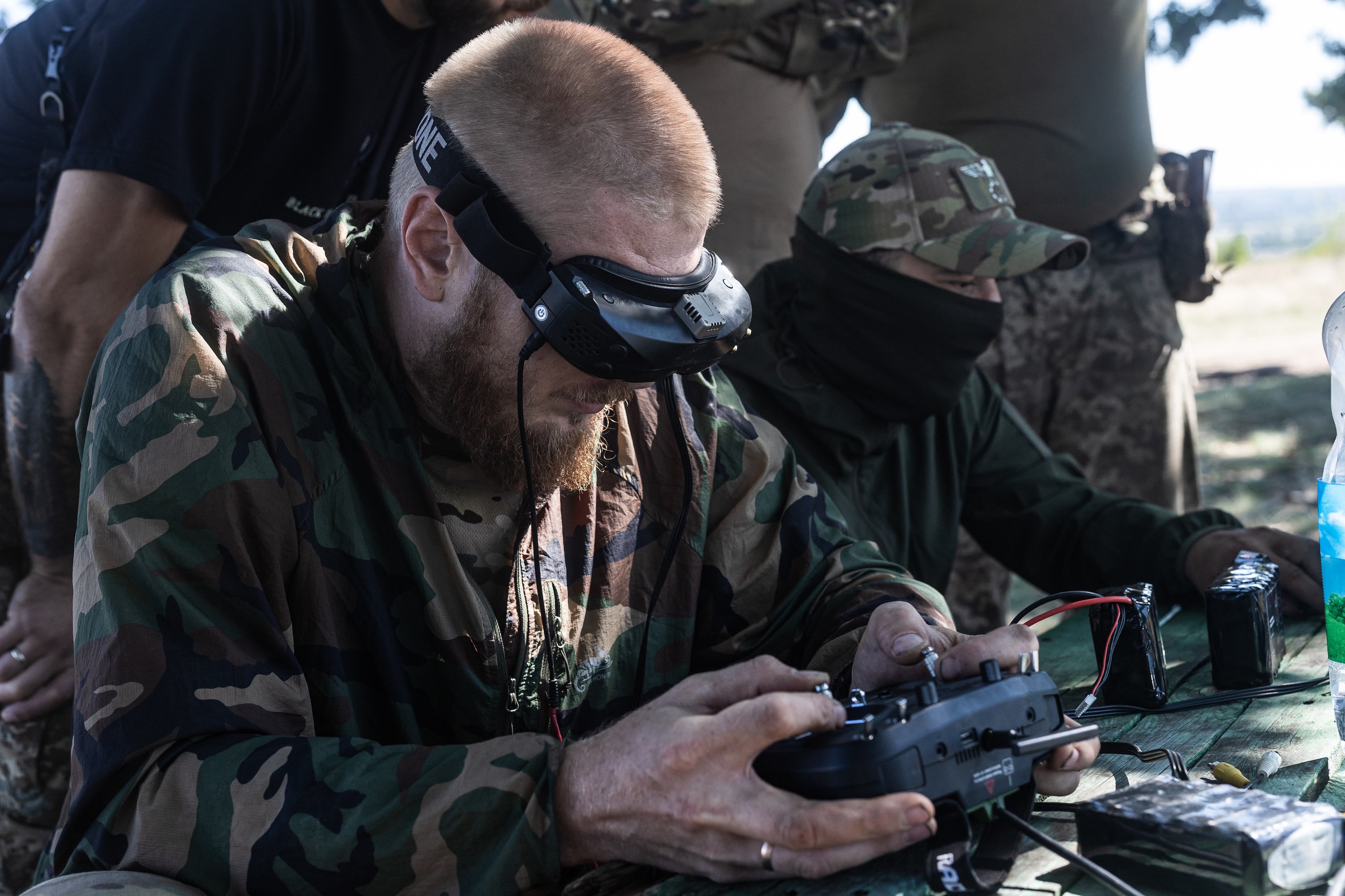 Ukrainian soldiers train with drones at an undisclosed location in the Donetsk Oblast, Ukraine, September 2025. (Diego Herrera Carcedo/Anadolu via Getty Images)