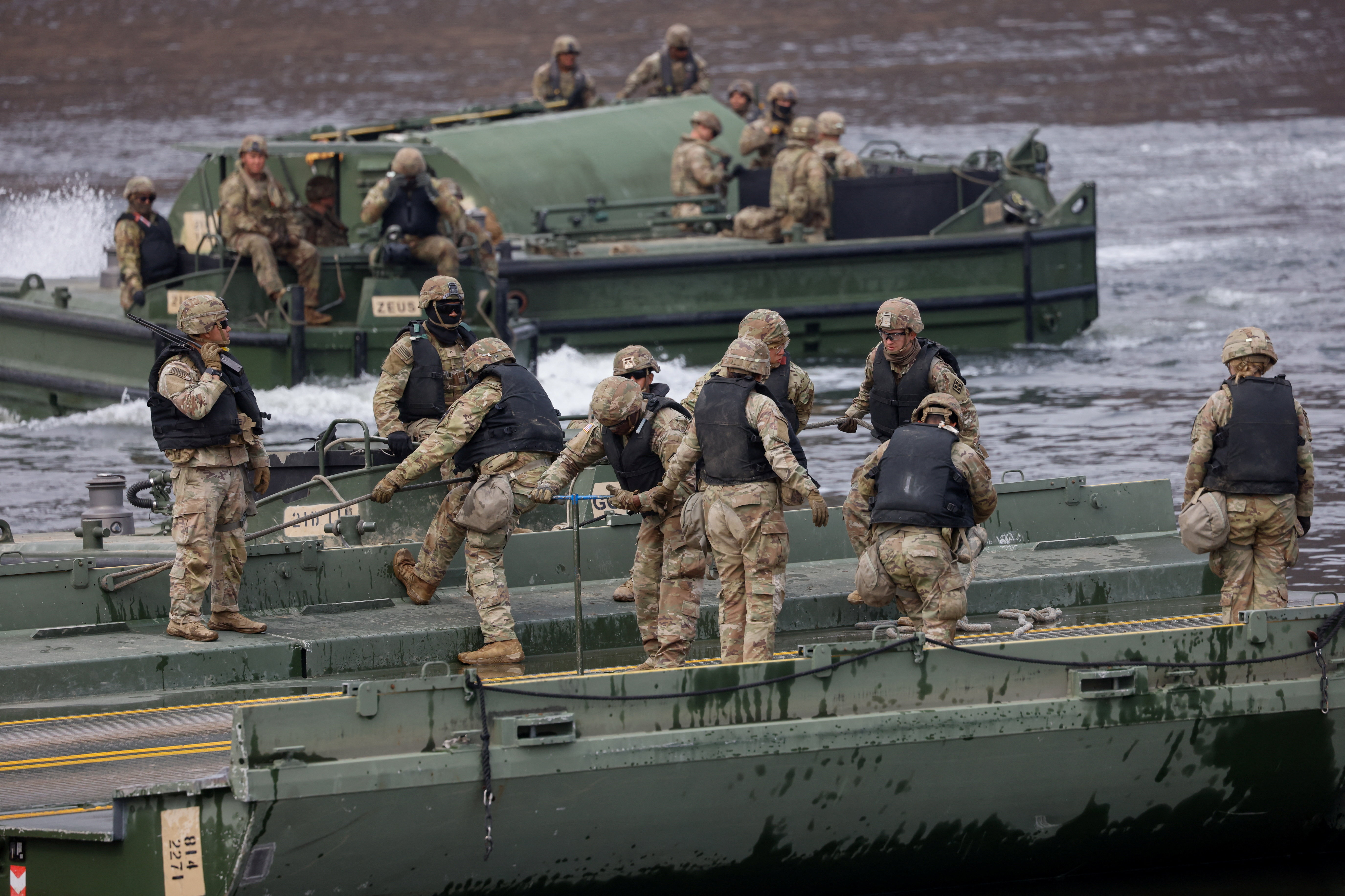 U.S. soldiers take part in the annual Freedom Shield joint military training in Yeoncheon, South Korea, on March 14, 2026. (Kim Soo-hyeon/Reuters)