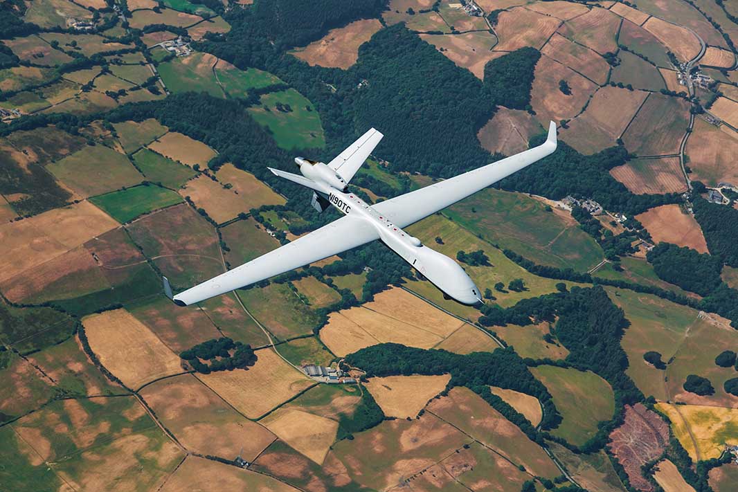 The MQ-9B is the only remotely piloted aircraft of its kindable to fly in all classes of airspace. [GA-ASI]