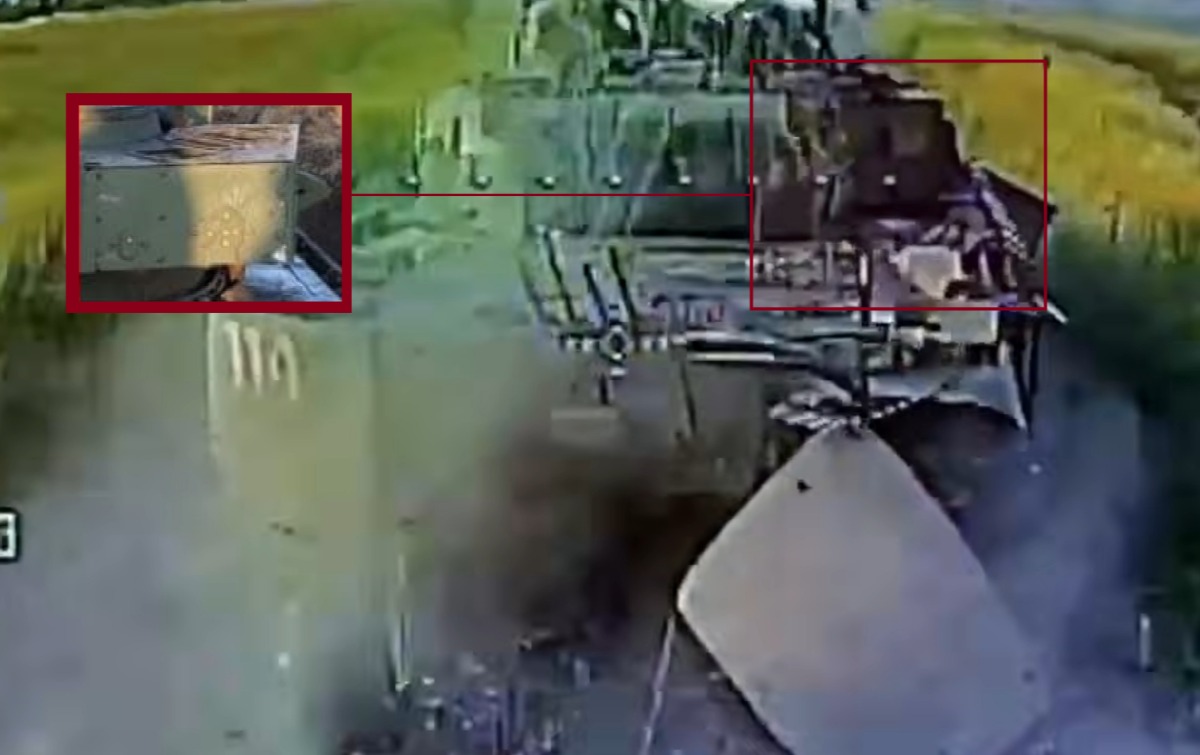 Russian T-72B3A Arena-M tank hit by Ukrainian FPV drone