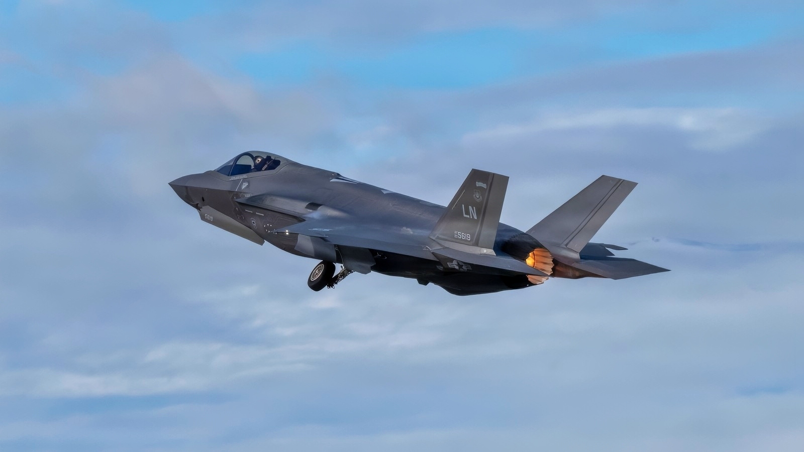 An F-35A Lightning II aircraft assigned to the 493rd Fighter Squadron takes off during Exercise Cobra Warrior 26-2 at RAF Lakenheath, England, Sept. 15, 2026. The transition from the first to the second iteration of CW allows participants to move beyond initial familiarization and further develop their skills through increasingly complex training. (U.S. Air Force photo by Senior Airman Delanie Brown)
