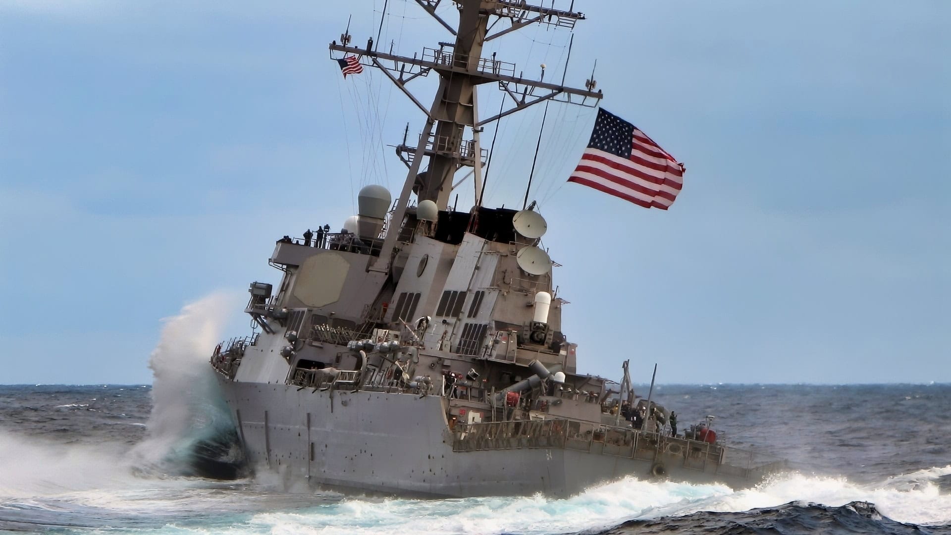 USS Carney Arleigh Burke destroyer in heavy seas freedom of navigation Taiwan Strait
