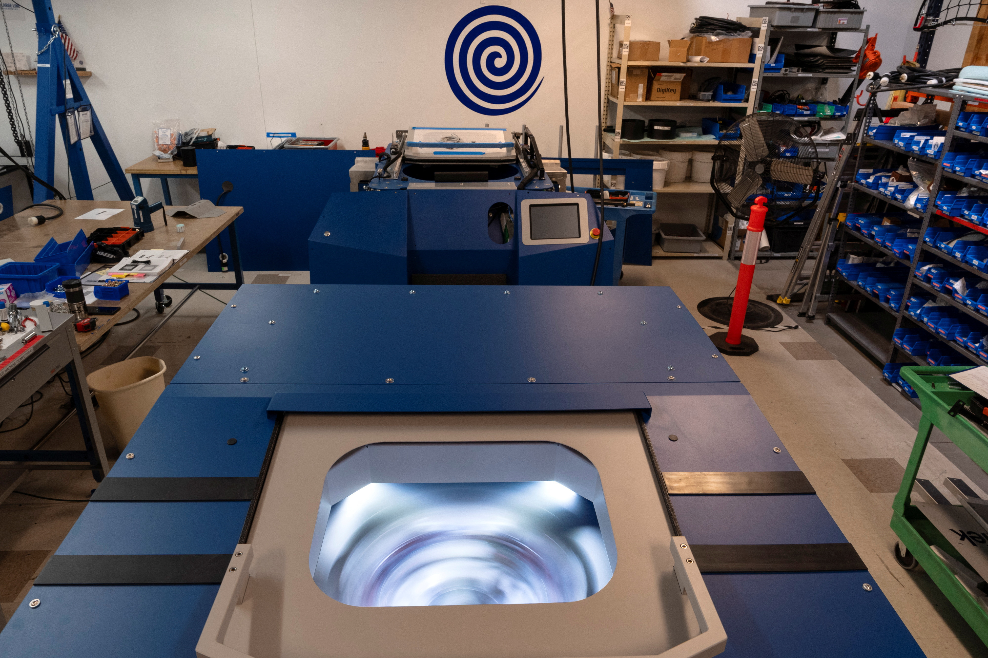 A mixer at is tested by FlackTek, a company that manufactures specialized equipment used to produce energetics for missiles. (Cheney Orr/Reuters)
