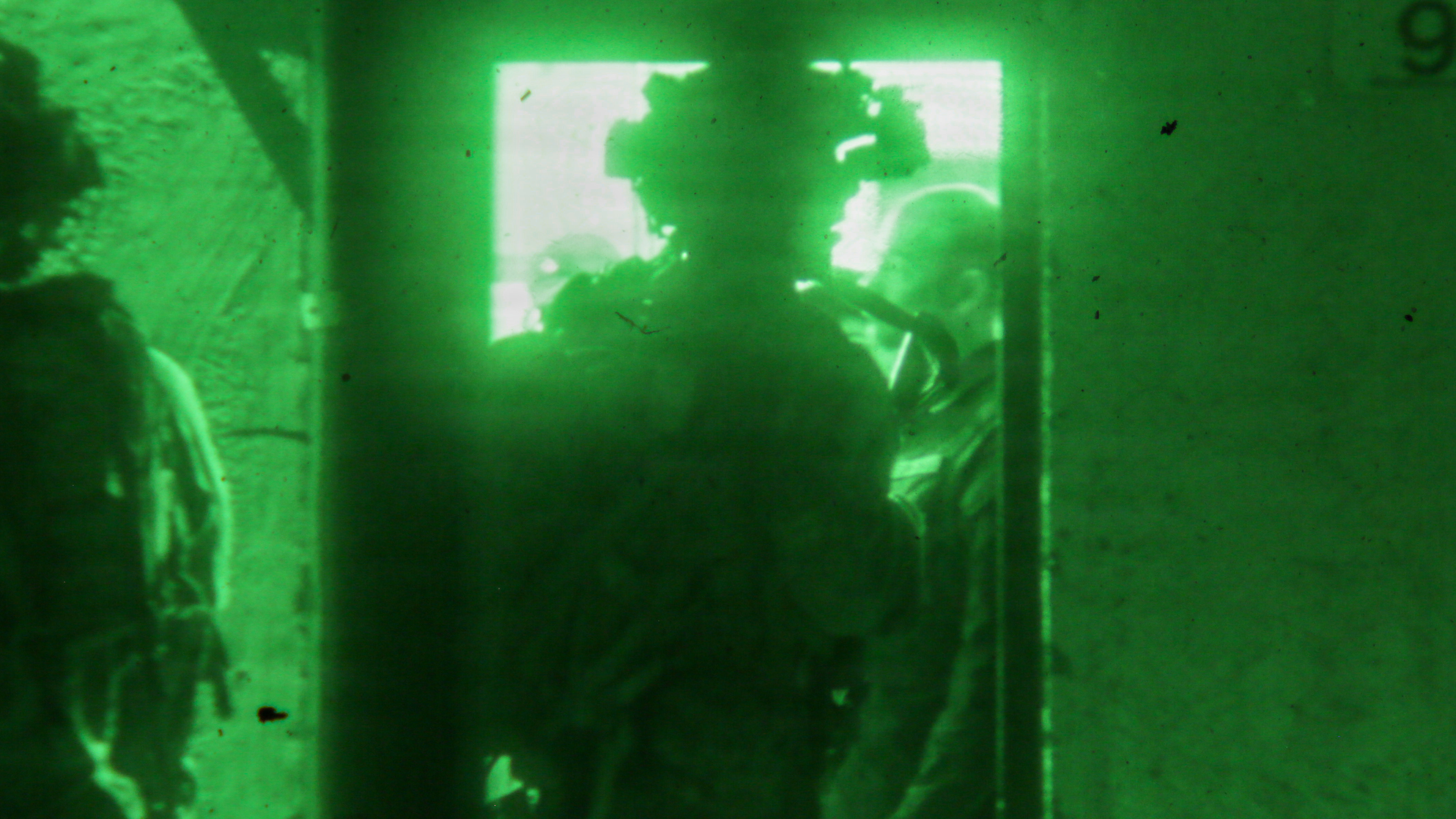 A U.S. soldier assigned to the 173rd Mobile Brigade Combat Team (Airborne) reacts to simulated contact during exercise Saber Junction 26 at Joint Multinational Readiness Center's Hohenfels Training Area, Germany, on Sept. 5, 2026. (Spc. Danil Pak/ U.S. Army)