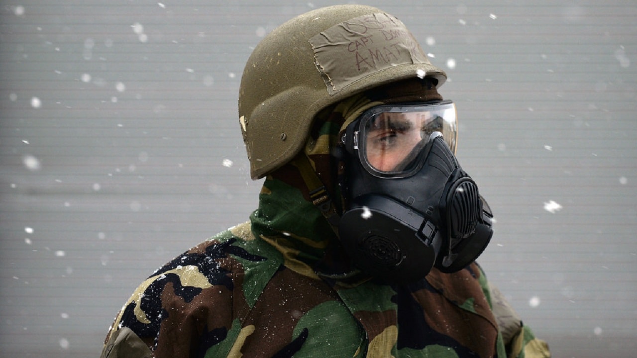 WESTHAMPTON BEACH, NY - NY National Guard Captain Dominic Amaturo pauses for a portrait during chemical, biological, radiological and nuclear defense training at FS Gabreski ANG Jan. 9th, 2015.