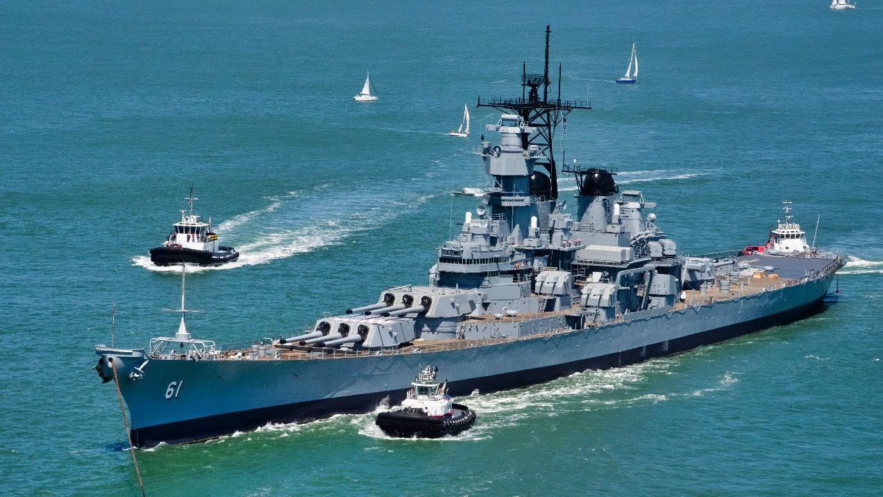Iowa-Class Battleship Heading Into Port for U.S. Navy