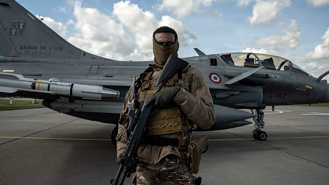 A Dassault Rafale of the Armée de l’Air et de l’Espace. In late September 2025, as a part of Operation Eastern Sentry to protect the eastern flank of NATO; Denmark, France, Germany, Italy, Spain and the UK all contributed forces. The French contribution comprised of three Rafale aircraft. [Source: NATO]