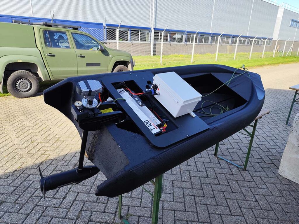 During exercise Bold Machina 2025, Special Forces 3D-printed (using CEAD’s printer) and fitted a USV with COTS in just under one week. [Alix Valenti]