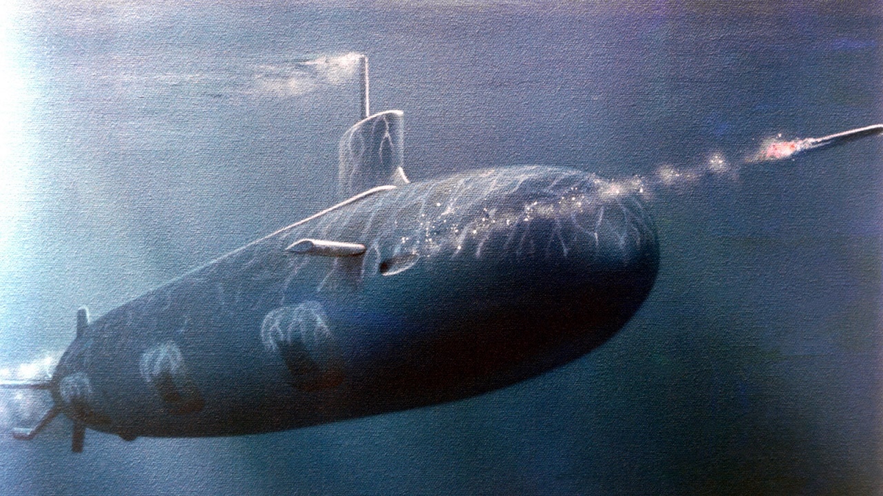核动力潜艇海狼（SSN-21）的艺术概念图。