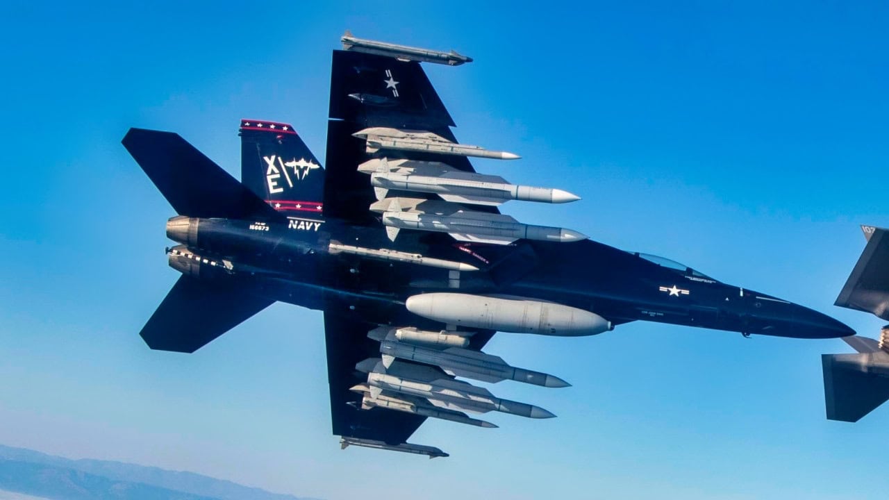 A U.S. Navy F/A-18F and F-35, both assigned to Air Test and Evaluation Squadron (VX) 9, fly over the Point Mugu Sea Range in Southern California with a U.S. Air Force F-15 during Gray Flag 2024 on Sept. 24, 2024. Gray Flag is an annual large-force test event that brings the joint force together to test and evaluate multi-domain systems in a maritime environment, ensuring our nation’s warfighters are equipped with effective, interoperable systems that will help them deter aggression, protect our nation’s prosperity and security, and return home safely to their families. (U.S. Navy photo by Lt. Cmdr. Kory Hughs)