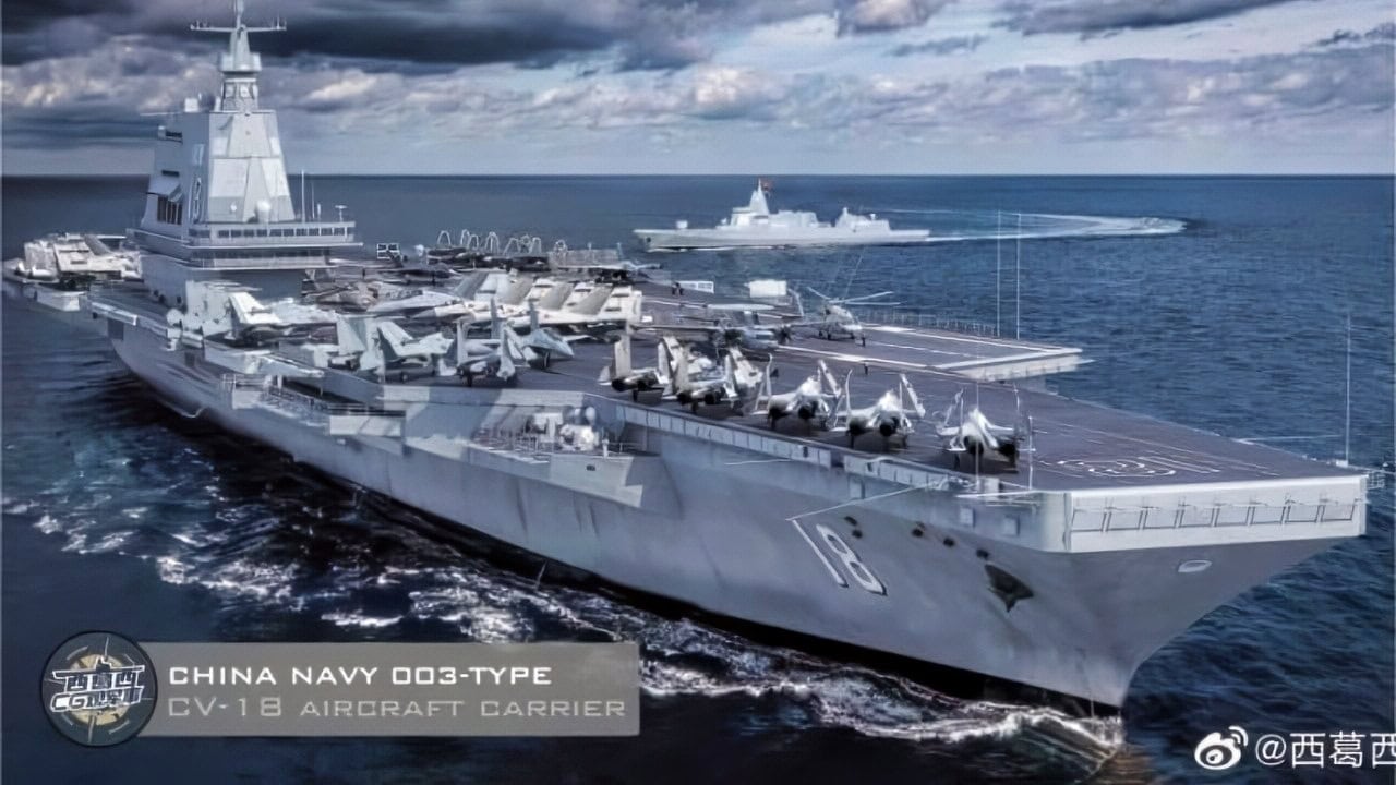 Fujian Type 003 aircraft carrier with PLAN carrier air wing
