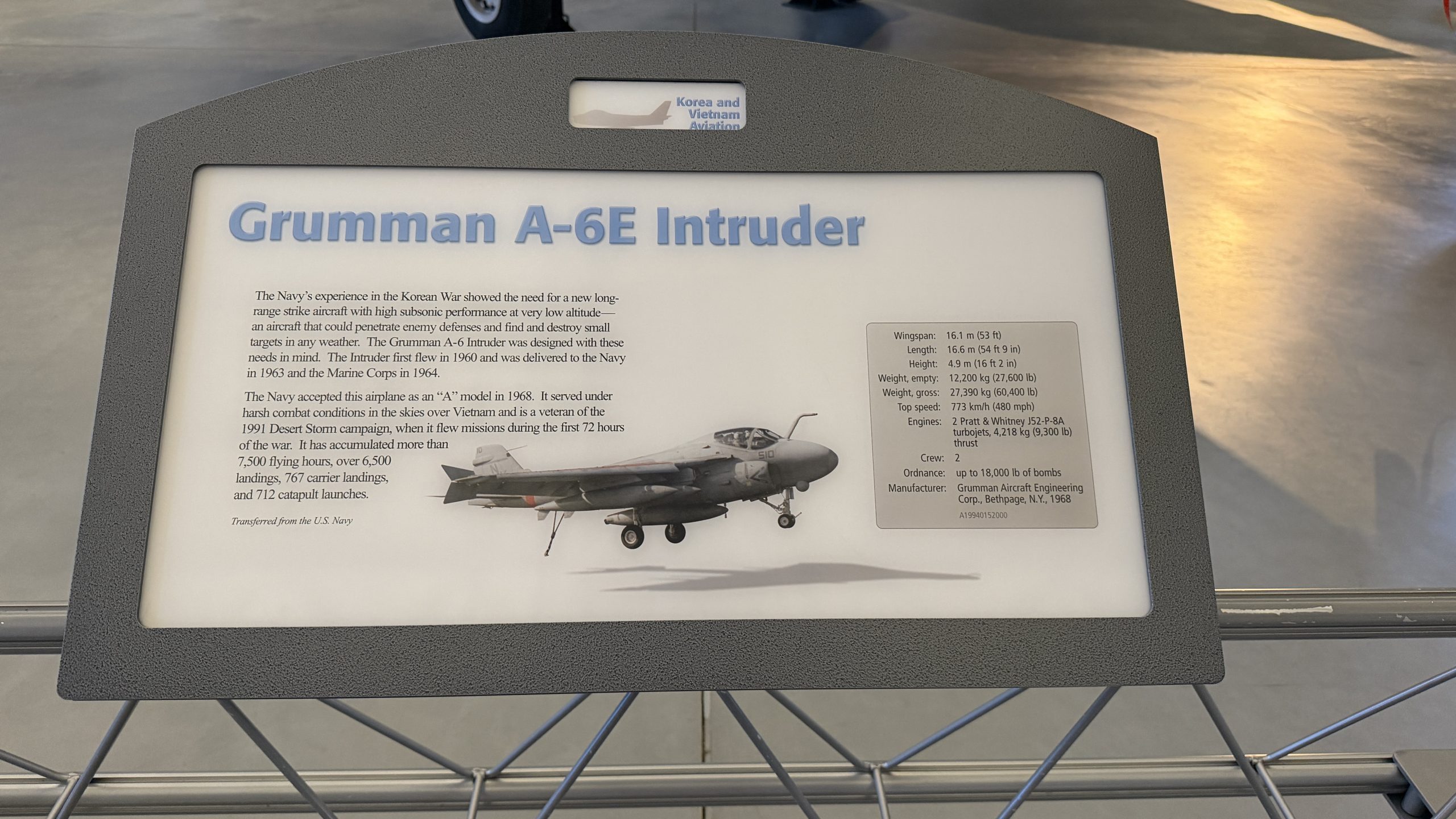 A-6 Intruder located at the Smithsonian outside of Washington, DC. 19FortyFive image taken on September 30, 2026.