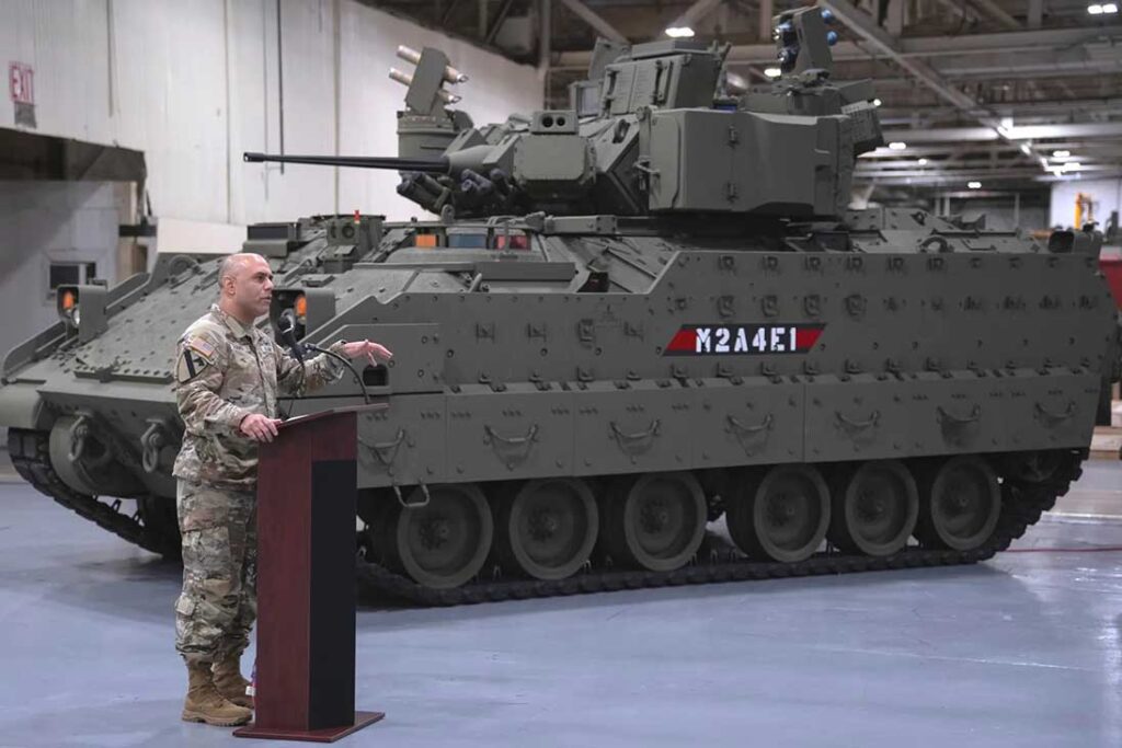 An M2A4E1 Bradley IFV fitted with the Iron Fist APS. [US Army]