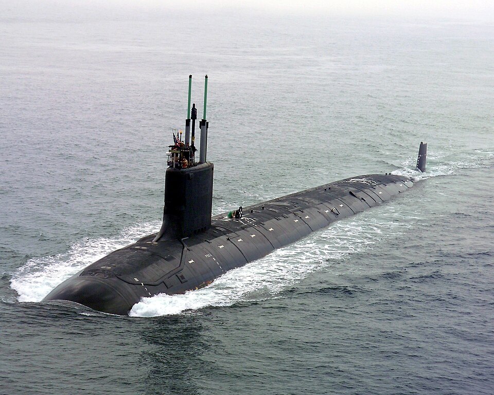 Virginia-class submarine returning to the General Dynamics Electric Boat shipyard