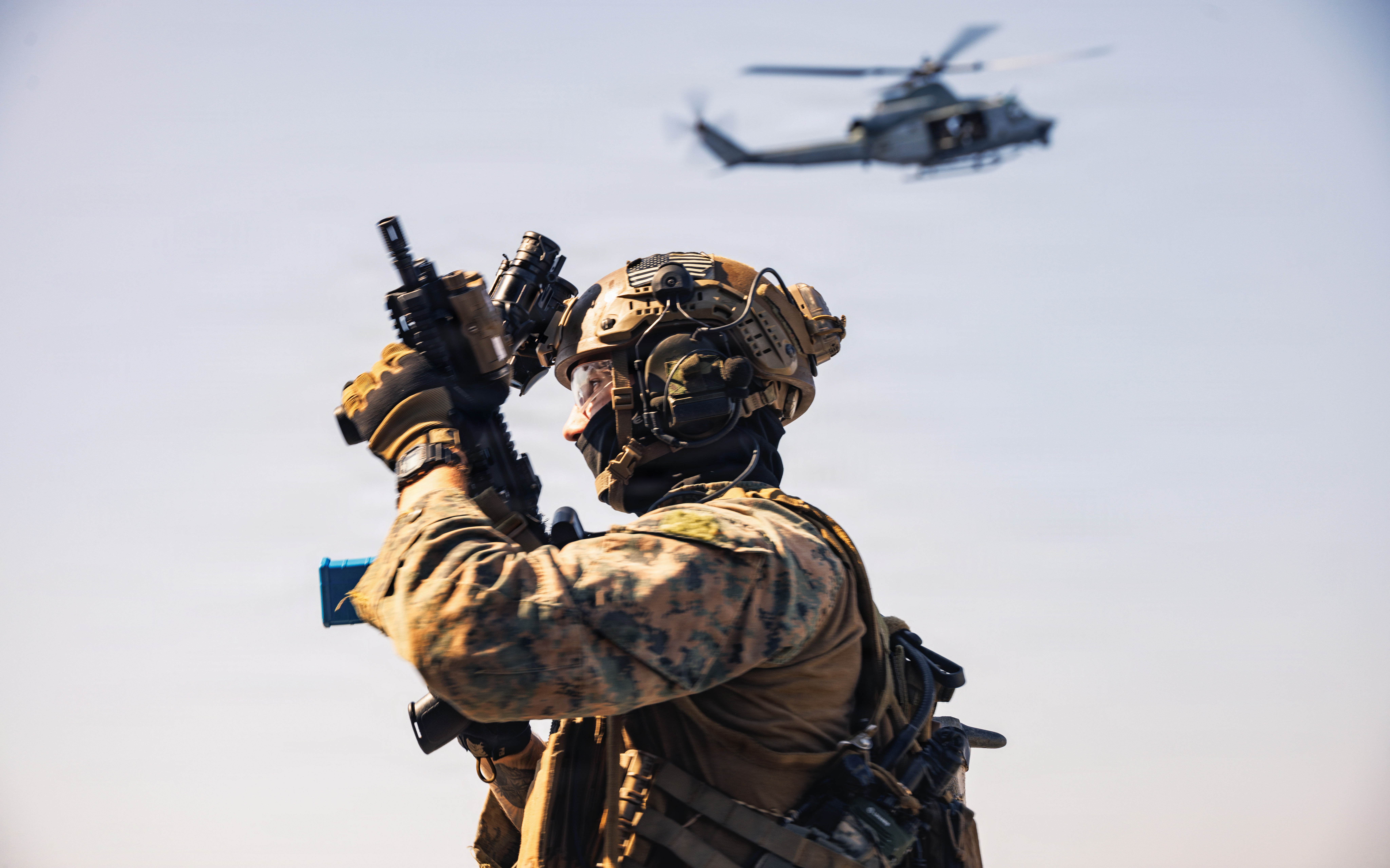 A U.S. Marine with Force Reconnaissance Platoon, 31st Marine Expeditionary Unit, during an exercise in the Philippine Sea, Feb. 4, 2026. (Lance Cpl. Victor Gurrola/U.S. Marine Corps)