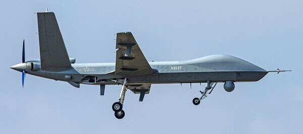 PLA Army CH-4B derived KVD002 MALE drone in flight with star insignia