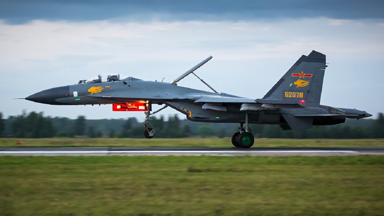PLA J-11 fighter jet Southern Theater Command air combat training