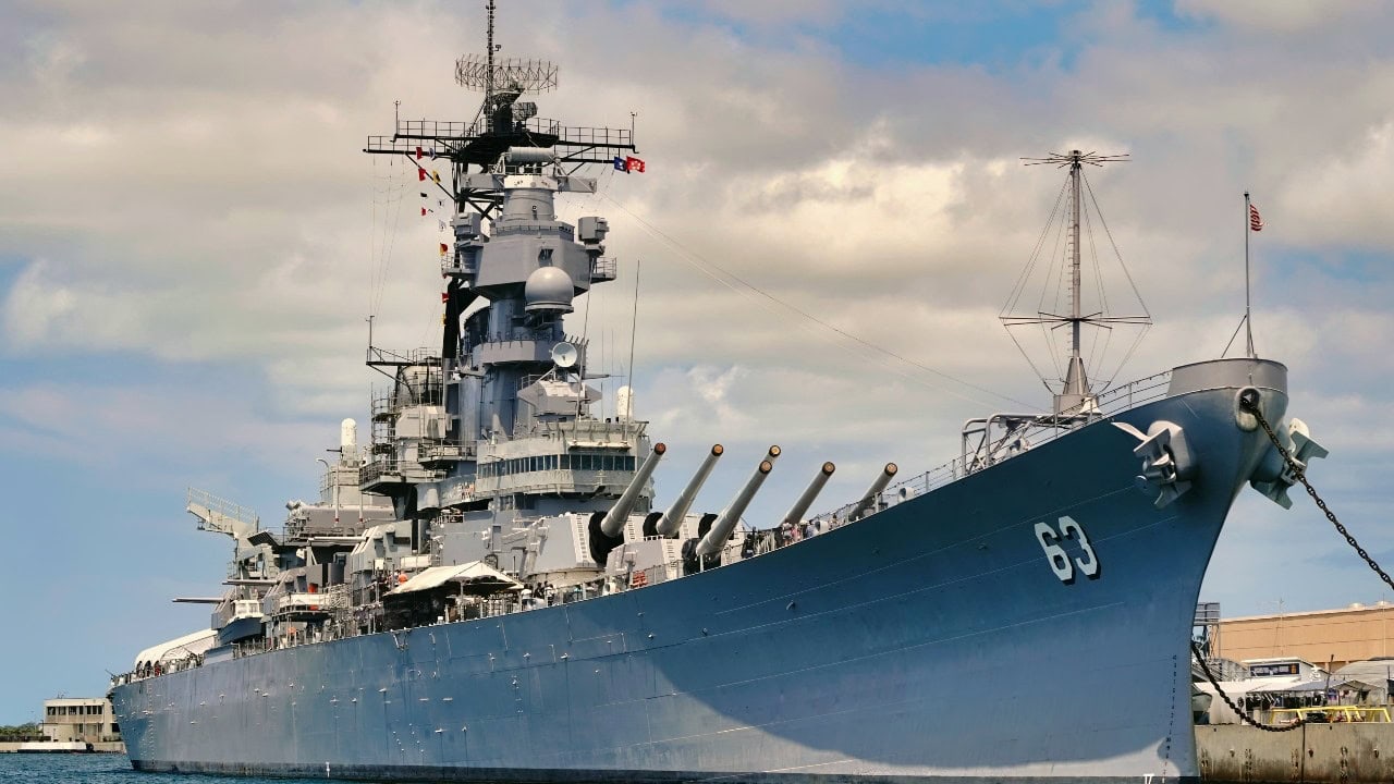Iowa-Class Battleship at Port