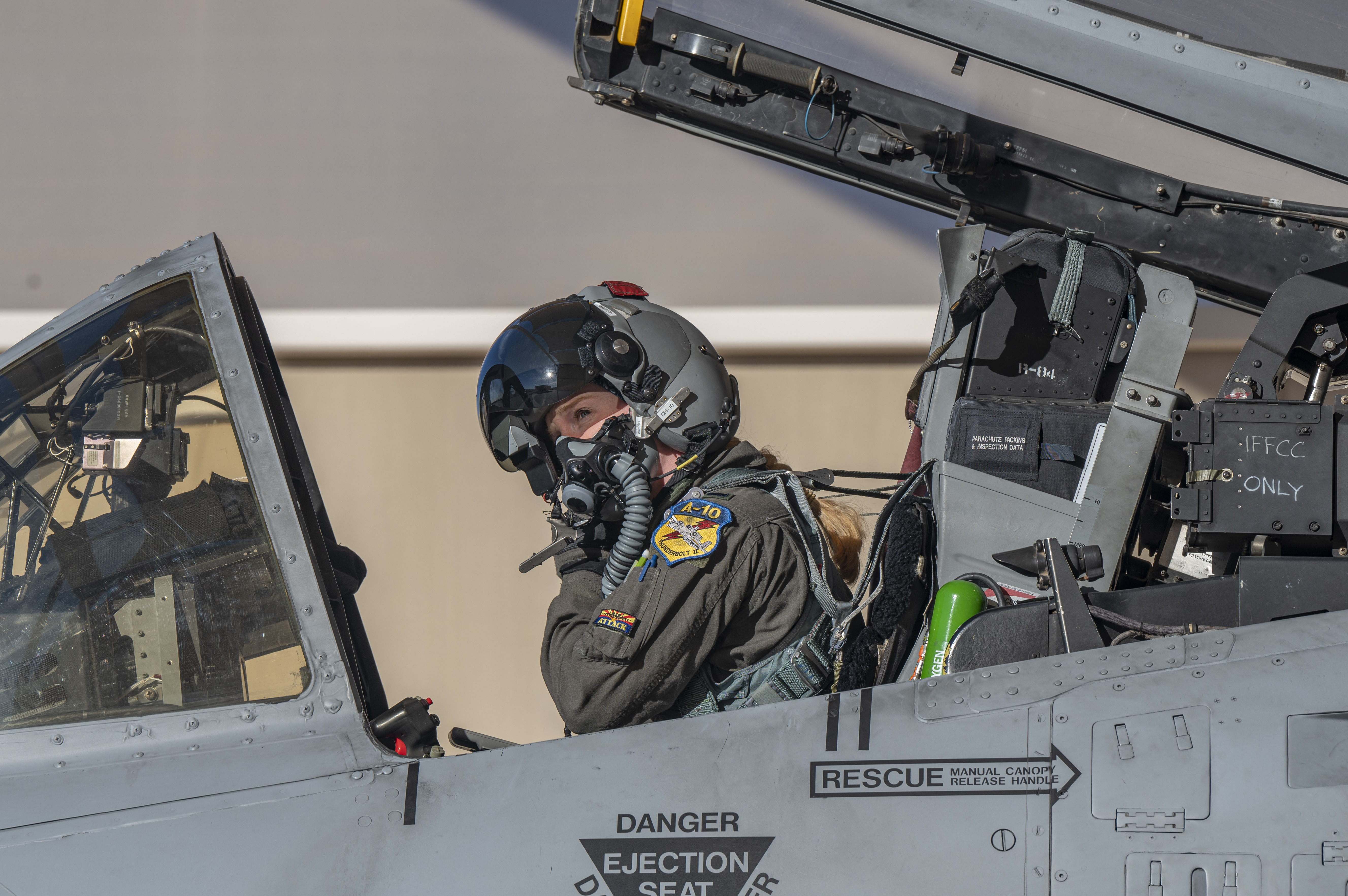 An A-10 Thunderbolt II student pilot performs pre-flight inspections on the flight line at Davis-Monthan Air Force Base, Arizona, 2022. (Staff Sgt. Alex Miller/Air Force)
