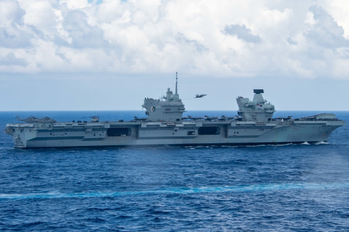 英国皇家海军航母HMS女王伊丽莎白号（R08）。