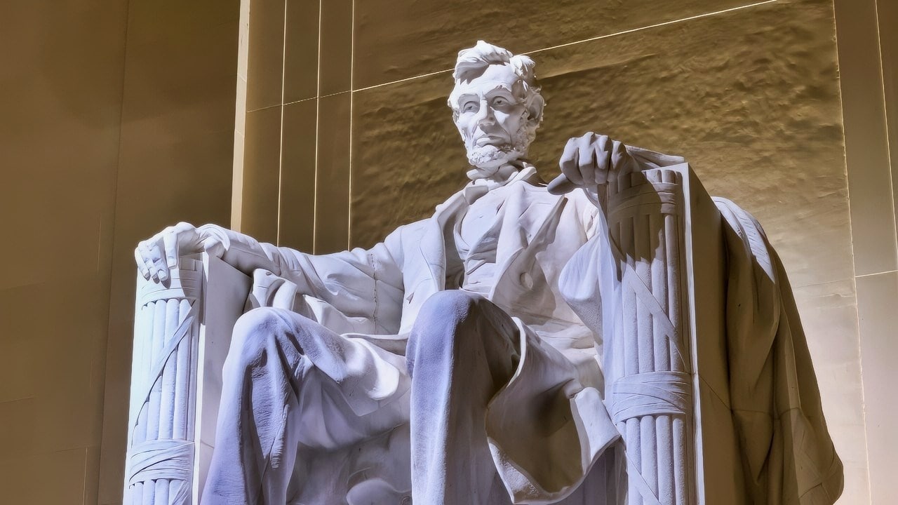 Statue of Abraham Lincoln at the Lincoln Memorial in Washington D.C. on June 12, 2024. The 170-ton statue, sculpted by Daniel Chester French (1850–1931) is located in the Lincoln Memorial on the National Mall. It was carved by the Piccirilli Brothers, assembled in 1920 and unveiled on May 30, 1922.