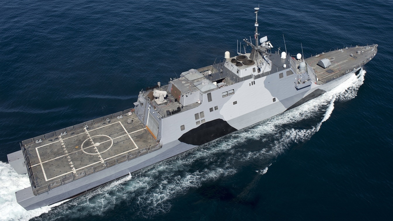 Independence-class littoral combat ship USS Cincinnati at sea in the Pacific