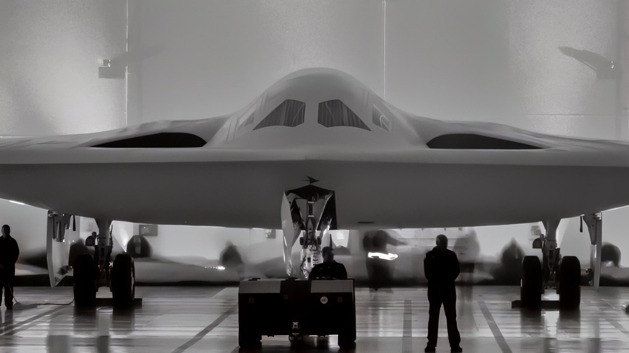 2022年12月2日，B-21突袭者在加利福尼亚州帕姆代尔的空军42号工厂的诺斯罗普·格鲁曼制造设施揭幕。B-21将是一种远程、高度生存的渗透打击隐形轰炸机，能够投放常规和核弹药。(美国空军照片，由一等兵约书亚·M·卡罗尔拍摄)