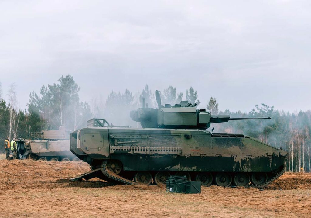 Latvian Army ASCOD armored fighting vehicle during military exercise