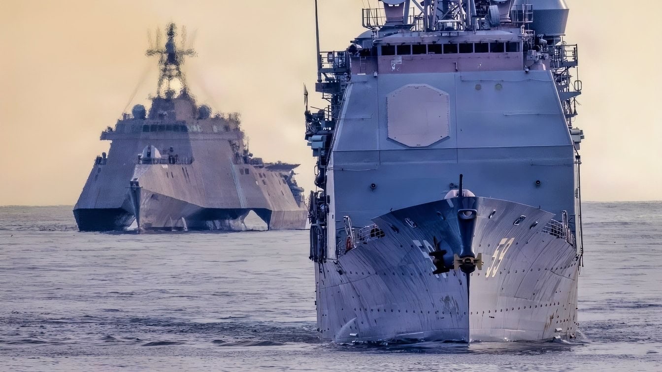 USS Charleston Independence-class littoral combat ship operating in contested waters