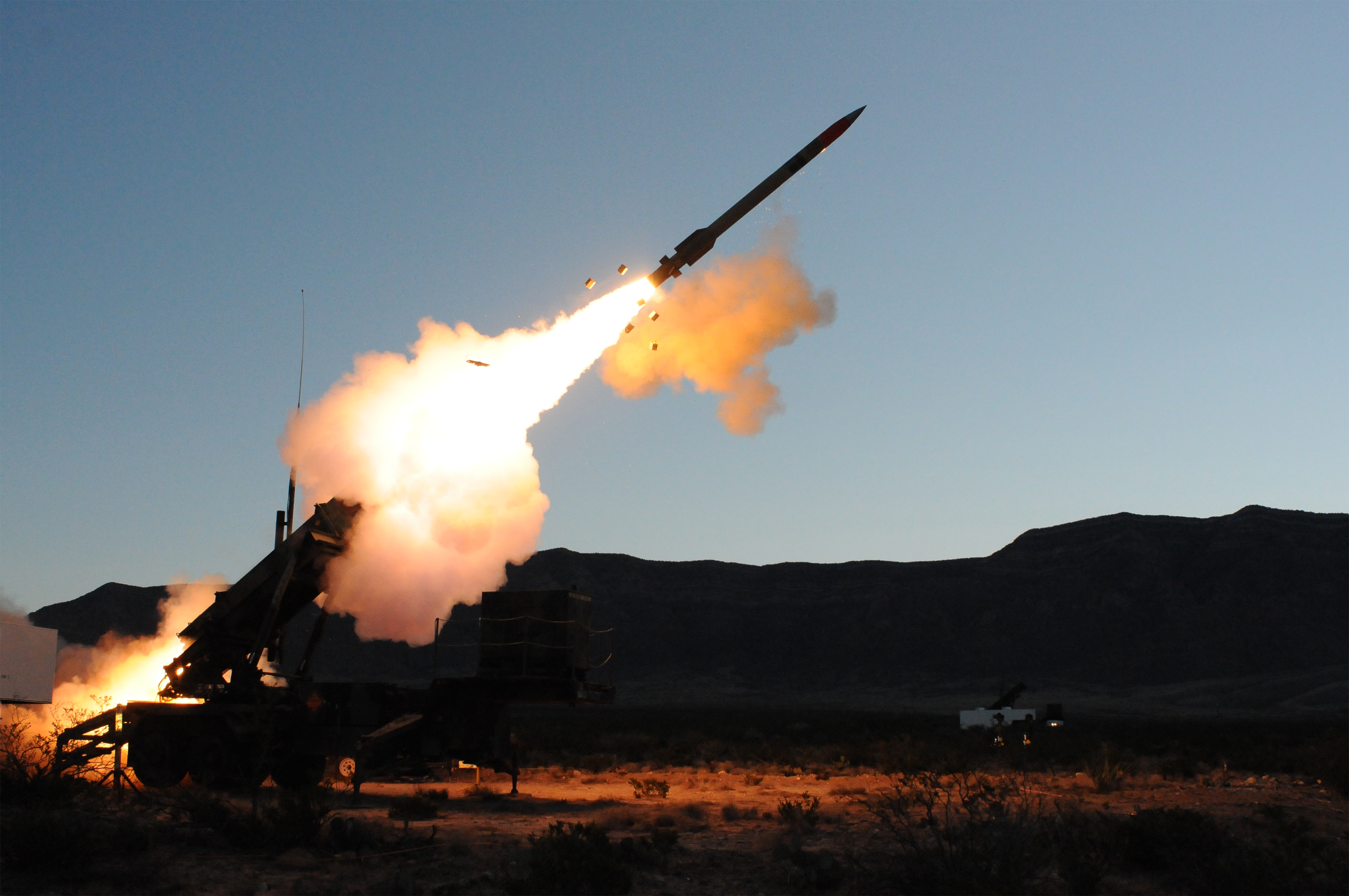 A PAC-3 MSE interceptor is fired during an exercise. (U.S. Army)
