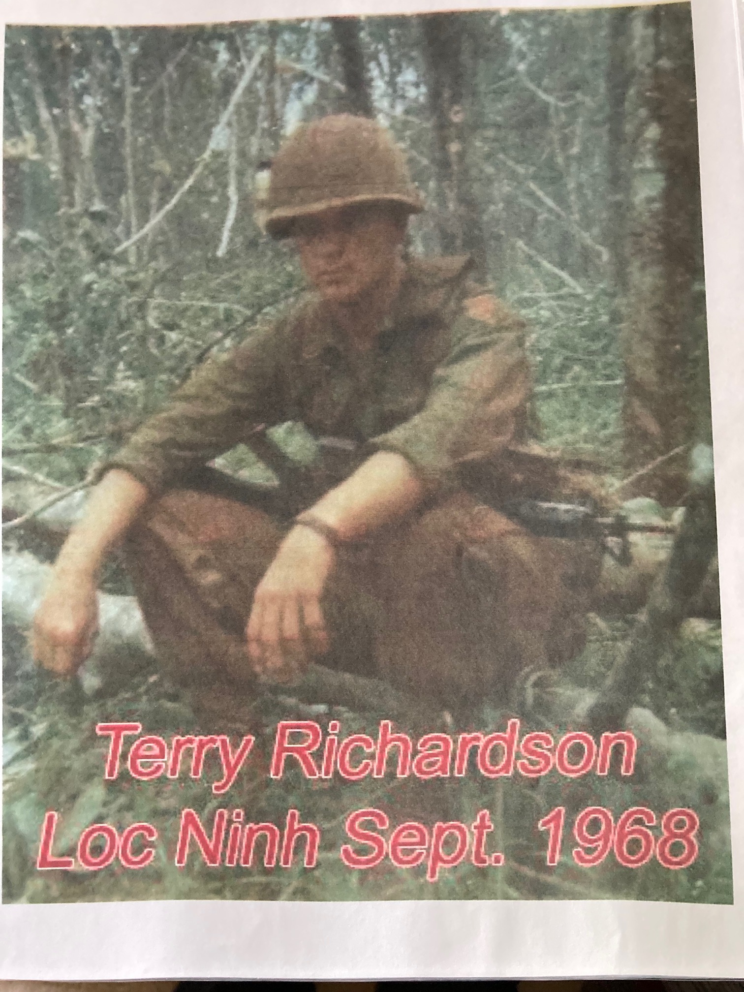 This photo shows Richardson after he was found by several soldiers after hours of calling in tactical airstrikes on his position during the Vietnam War. (Courtesy Dave Himmer)