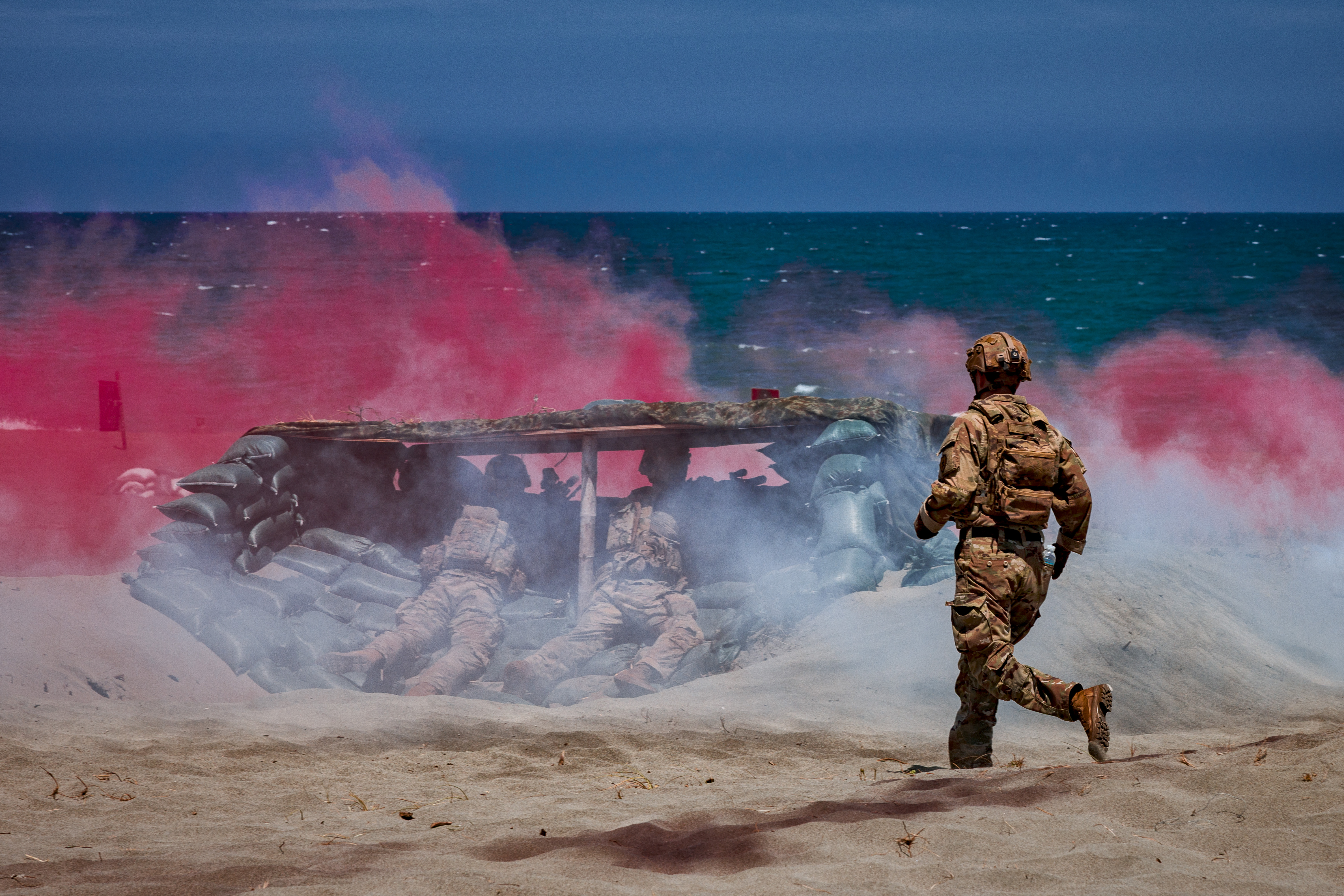 U.S. troops take part in a counter-landing, live-fire exercise as part of the annual Balikatan joint military drills on May 4, 2026, in Laoag, Ilocos Norte province, Philippines. (Ezra Acayan/Getty Images)
