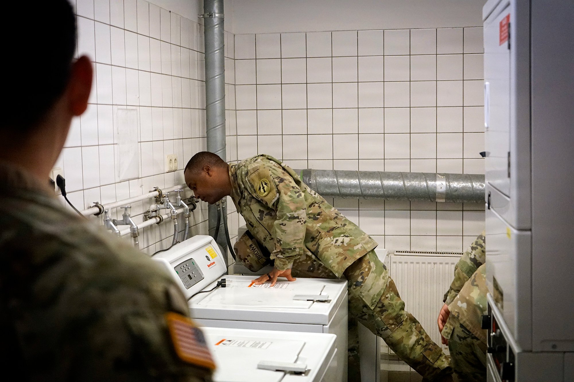 A noncommissioned officer conducts a routine inspection of a Soldier’s room in a barracks on Lucius D. Clay Kaserne in Wiesbaden, Germany. (U.S. Army photo by U.S. Army Garrison Wiesbaden)