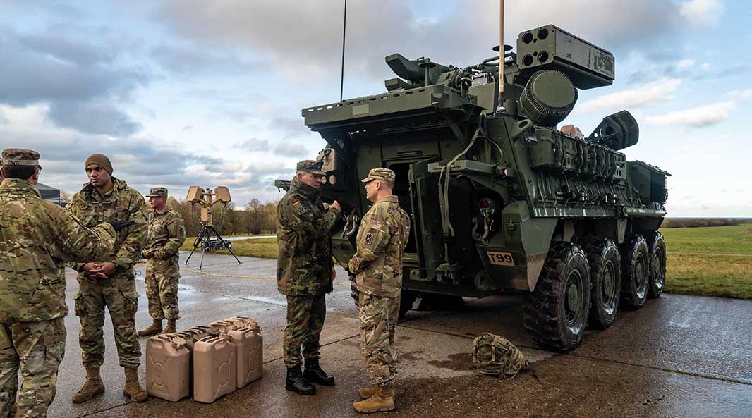 The US Army is deploying counter-UAV systems to Europe to help strengthen the protection of the continent’s airspace against uncrewed aerial vehicle incursions. The future EDDI system could share threat and C2 data with such assets and vice versa. [Source: NATO]