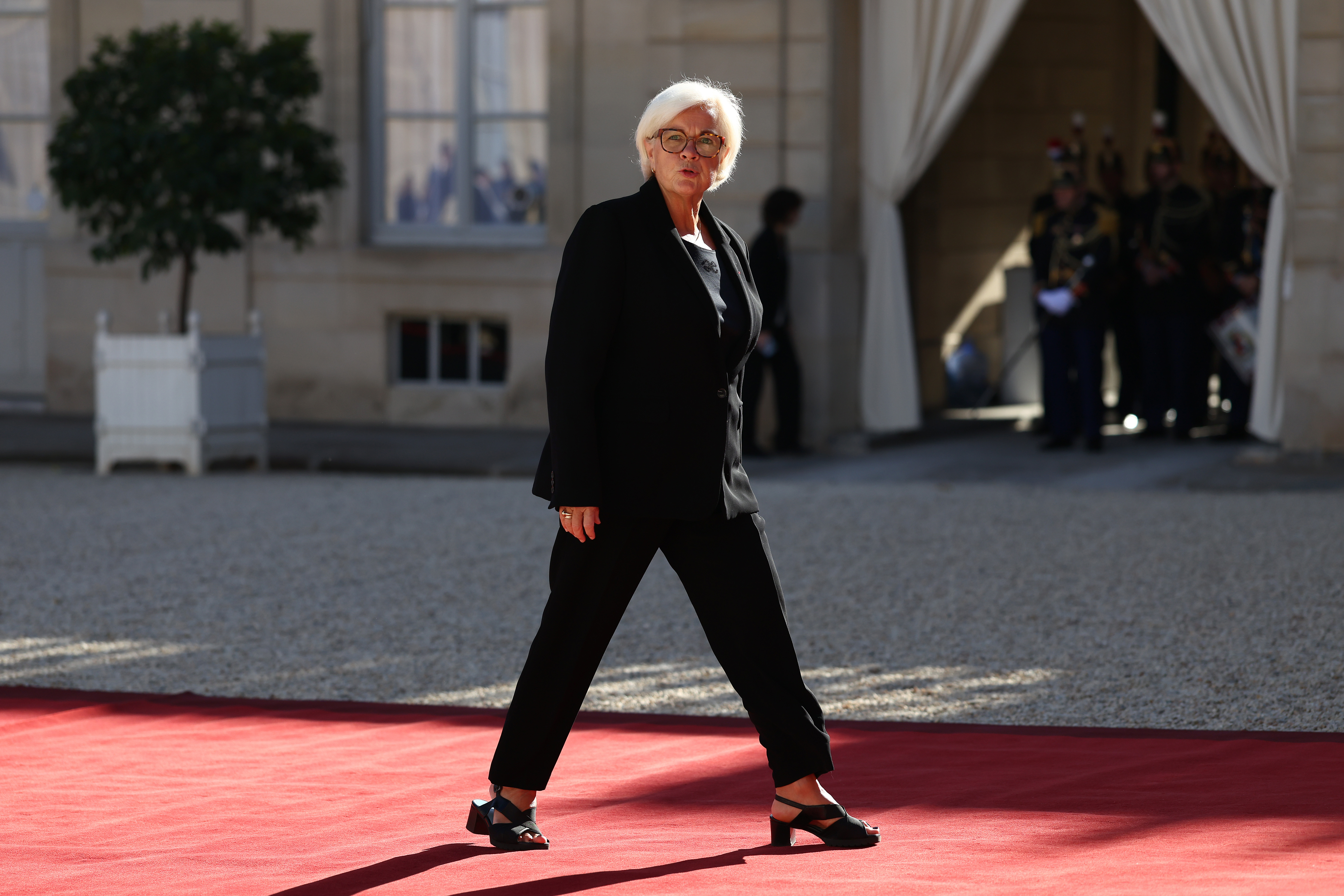 French Minister of the Armed Forces Catherine Vautrin arrives at the Élysée Palace prior to the arrival of Pope Leo XIV in Paris on Sept. 25, 2026. (Tom Nicholson/Getty Images)